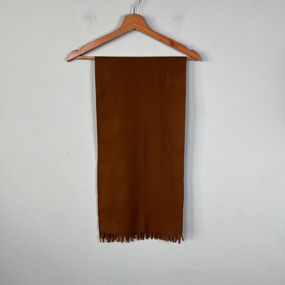 Vintage Jorsyth Solid Brown Imported Pure Wool Scarf 49" x 12" - Picture 4 of 5